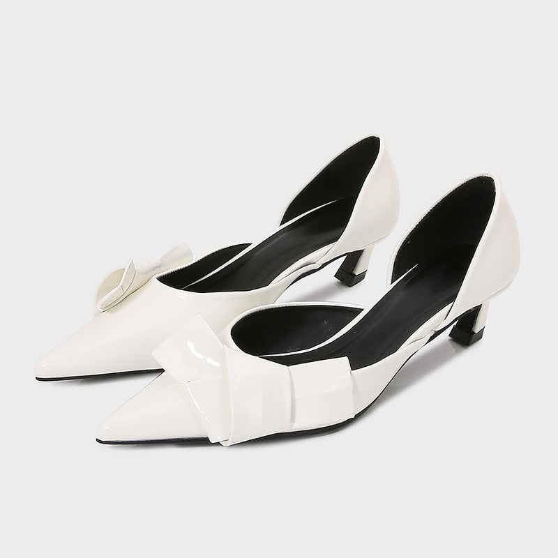 pointed-toe low heel pumps with oversized bow - AMIRAX
