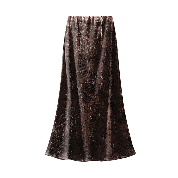 velvet maxi skirt with crushed texture – AURA