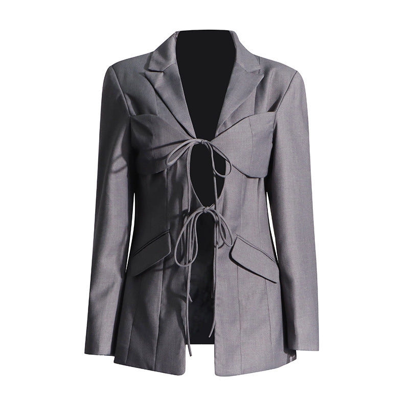 structured blazer with corset tie-front detail – SIENNA