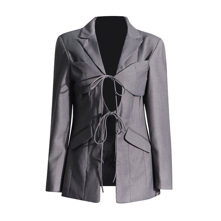 structured blazer with corset tie-front detail – SIENNA