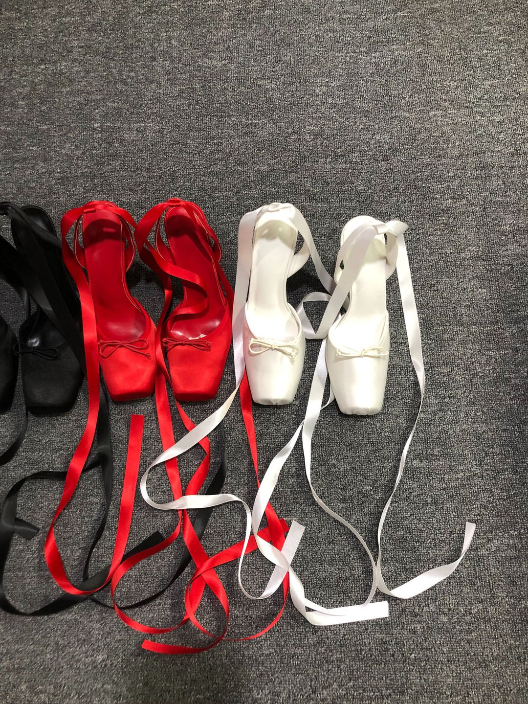 satin platform heels with ribbon ankle ties – BELLE