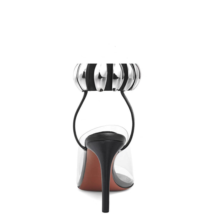 plexi-strap heels with metallic cuff – NOIR