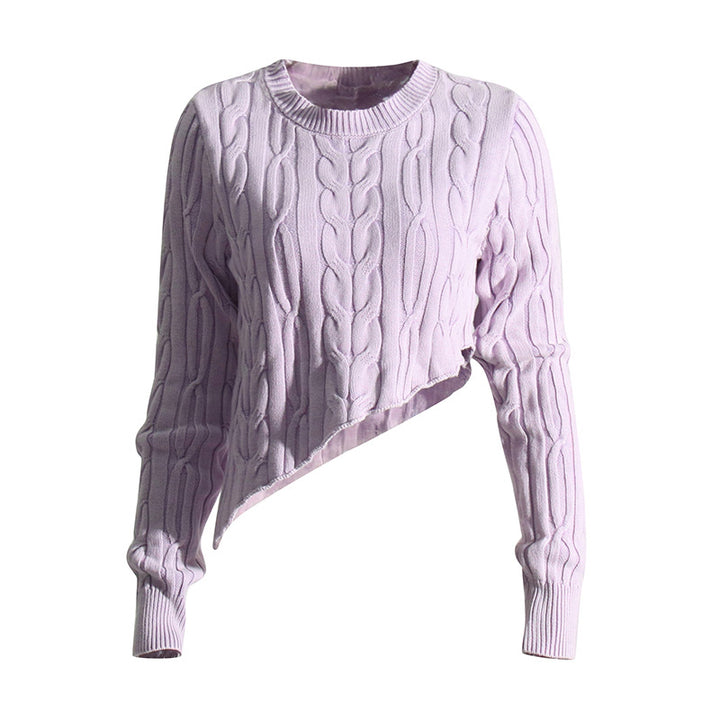 asymmetrical cable-knit cropped blouse - ARIANRI
