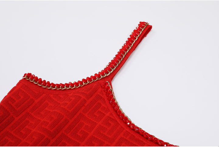 knitted two-piece dress set with logo pattern – CAMILA