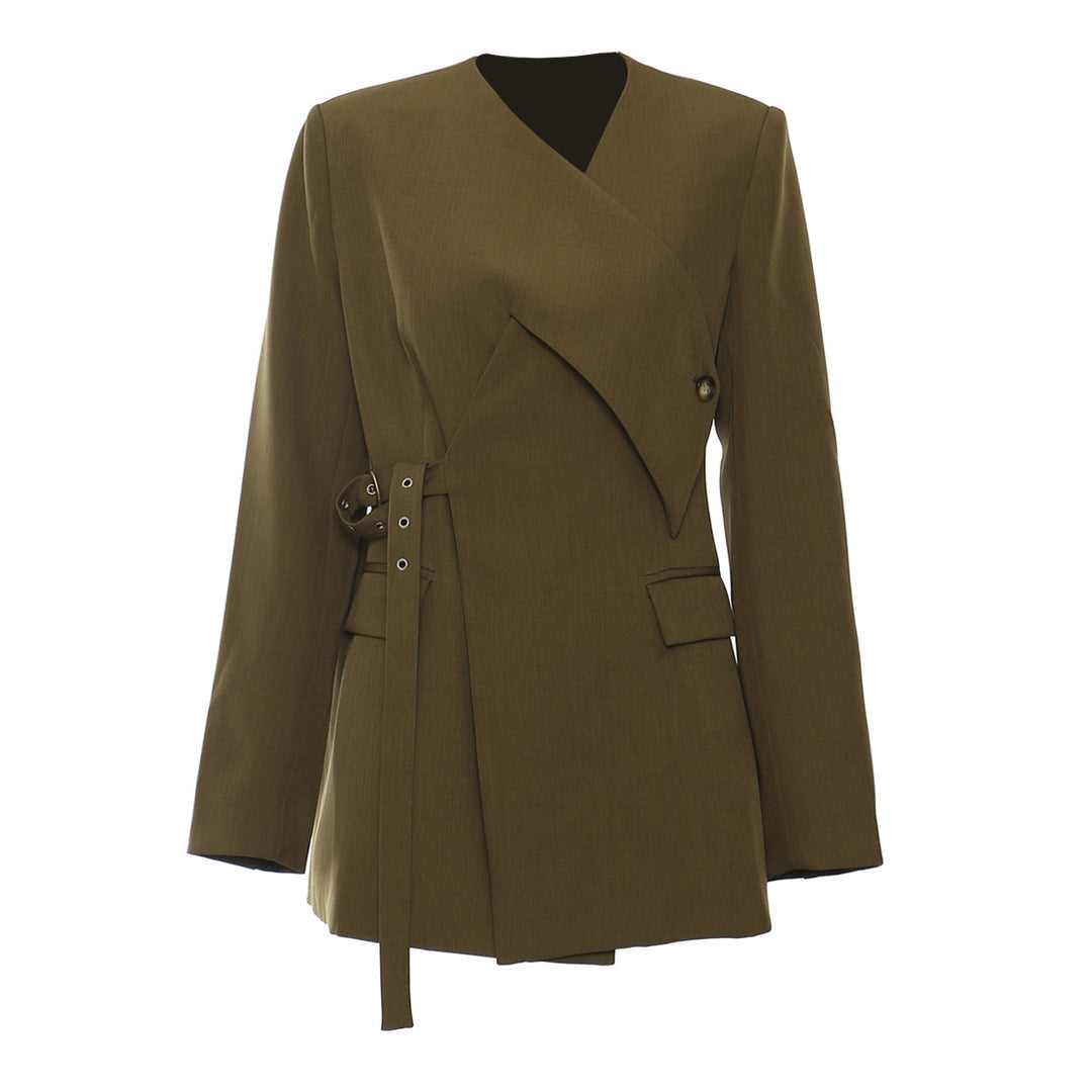 tailored wrap blazer with belted waist – AURELIA