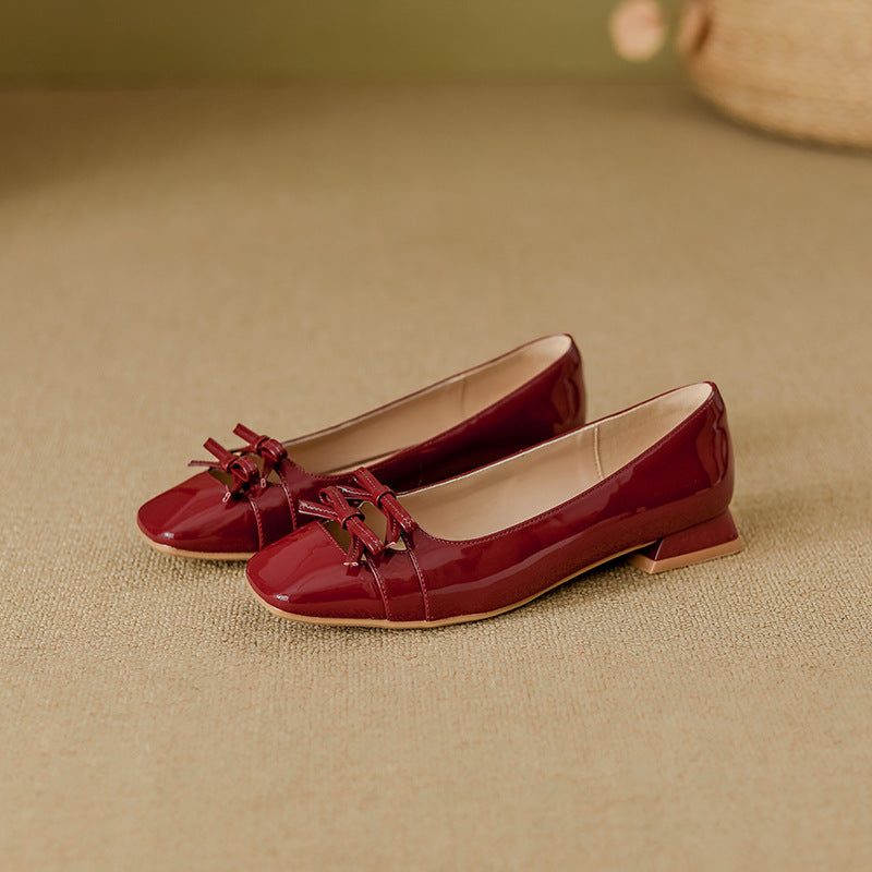 patent leather flats with bow detail – RUBINAV