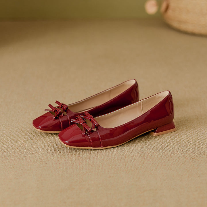 patent leather flats with bow detail – RUBINAV