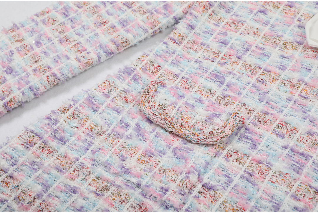 long-sleeve tweed mini dress with bow detailing – COLETTEXU