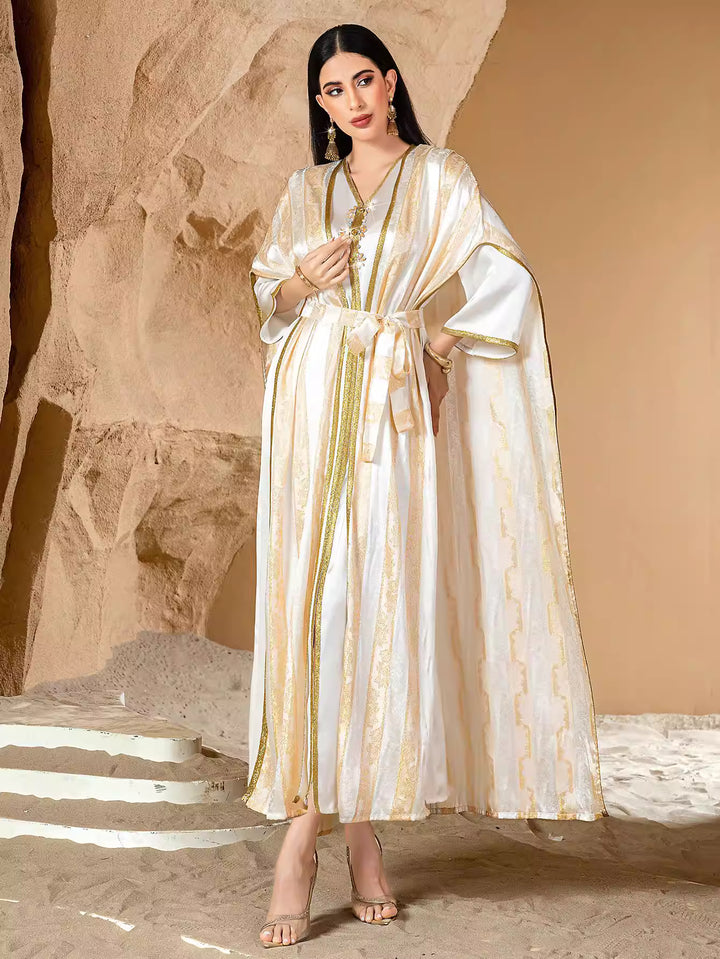 فستان مخملي طويل مكشوف الكتفين بفتحة جانبية - منتصف الليل