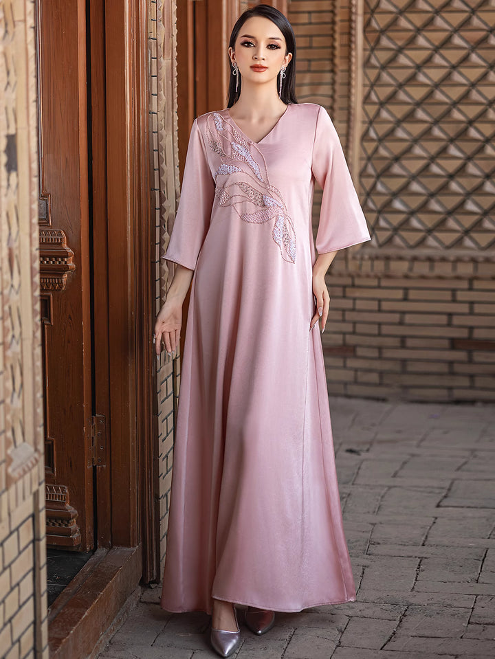 op maat gemaakte flare-pak met satijnen pofmouwen – VALENCIA 