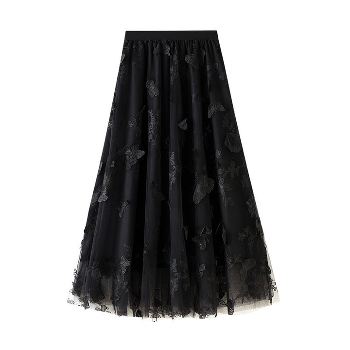 tulle midi skirt with embroidered butterfly overlay – MARIPOSA