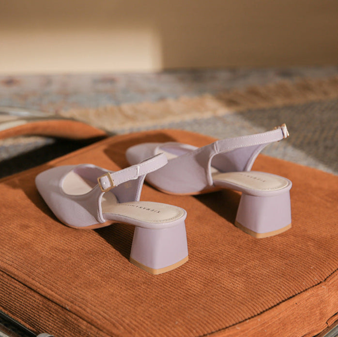 slingback block heels with square toe – AURARTU