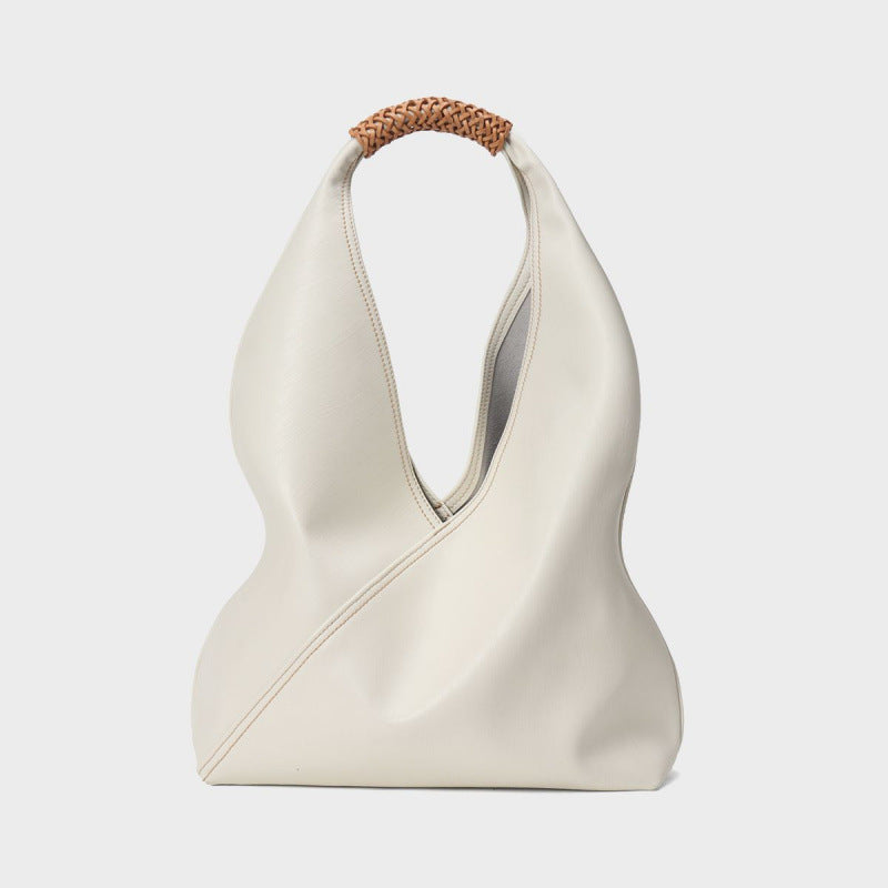 leather sculpted hobo bag with braided top handle – NYRA
