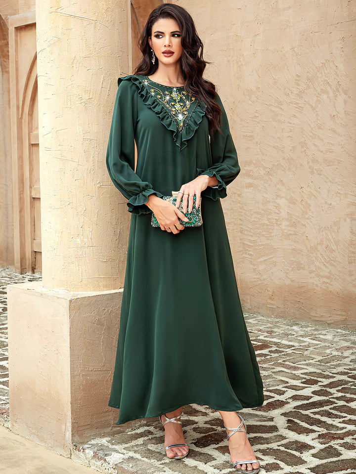 定制喇叭套装，配缎面泡泡袖 - VALENCIA 