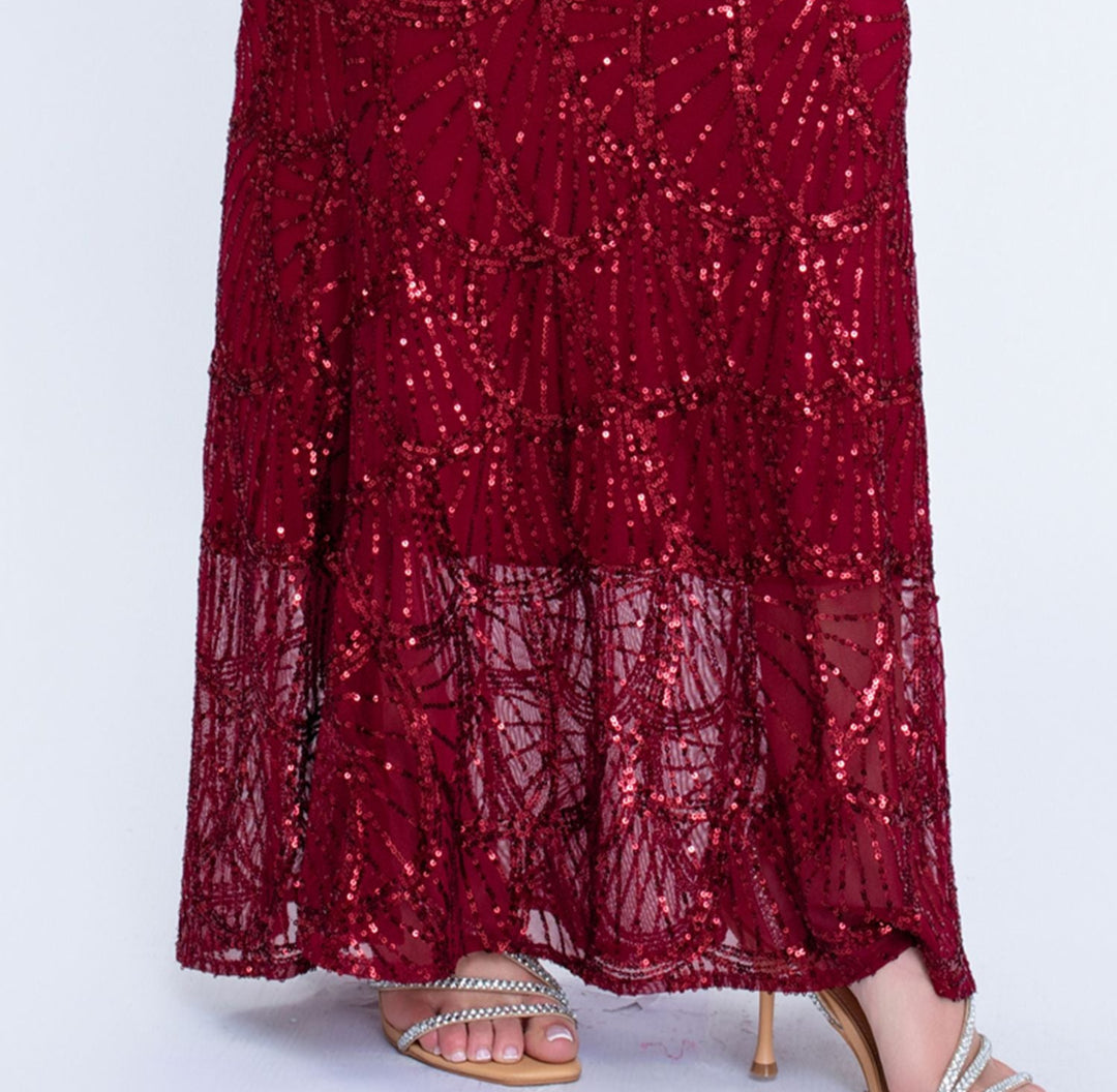 Geplooide top met uitlopende mouwen en maxi-rok set met tailleband – Rosiny 