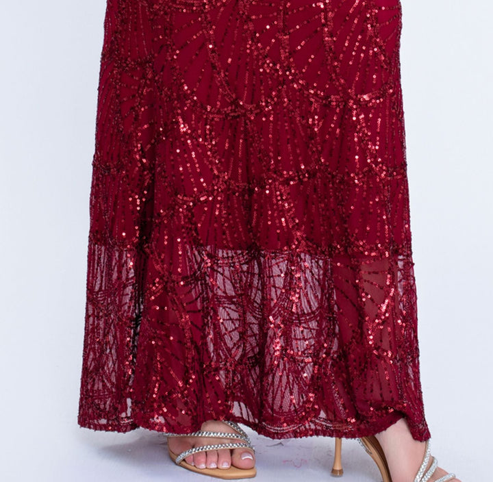 Geplooide top met uitlopende mouwen en maxi-rok set met tailleband – Rosiny 