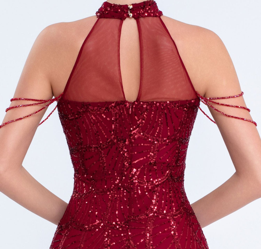 Geplooide top met uitlopende mouwen en maxi-rok set met tailleband – Rosiny 