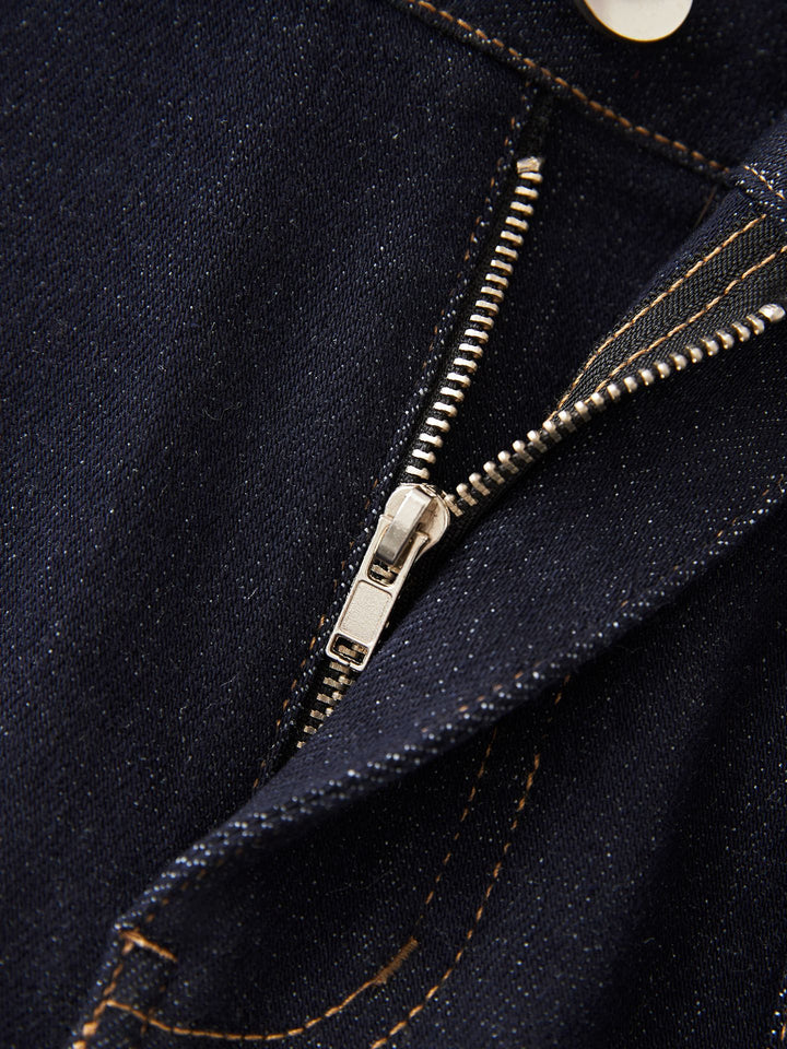 high-waisted denim skirt with front patch pockets – DANAX