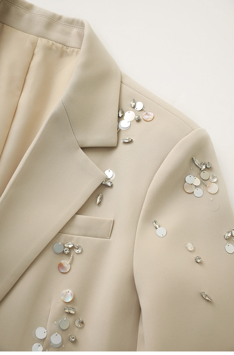 embellished tailored suit with straight-leg trousers – LUNARA