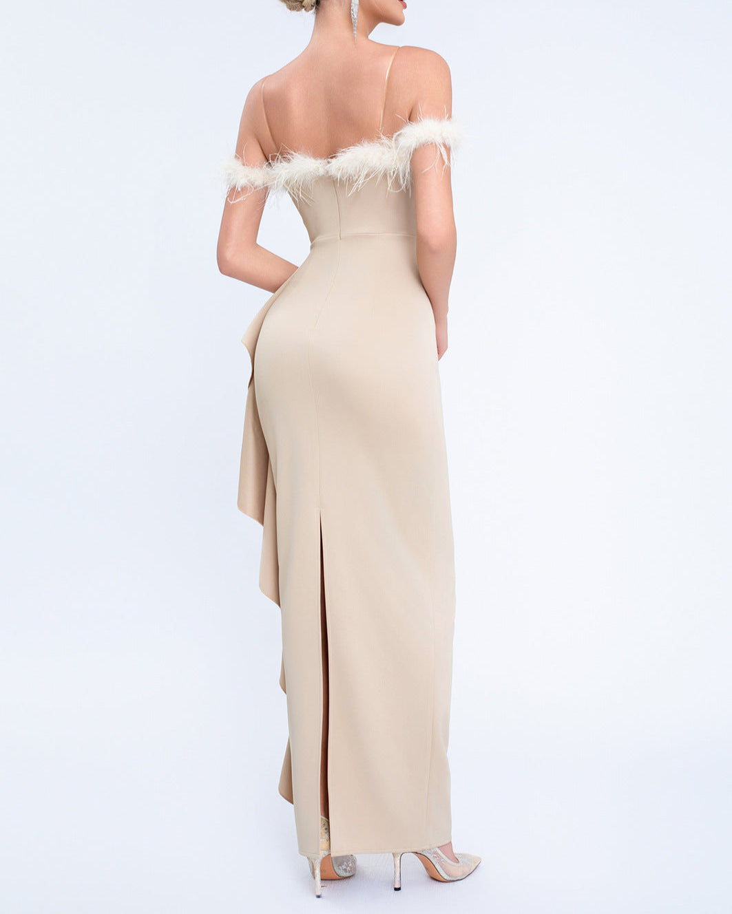 Haut à manches évasées plissées et ensemble jupe longue avec ceinture à la taille – Rosiny 