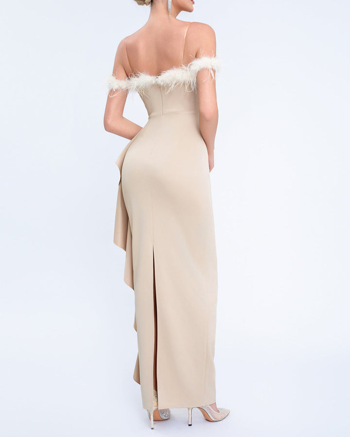 Haut à manches évasées plissées et ensemble jupe longue avec ceinture à la taille – Rosiny 