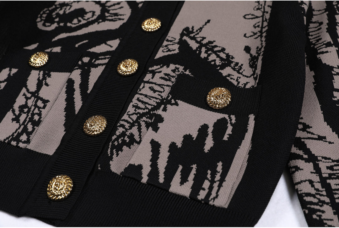 كارديجان محبوك بتصميم خط تجريدي – نوفازلي