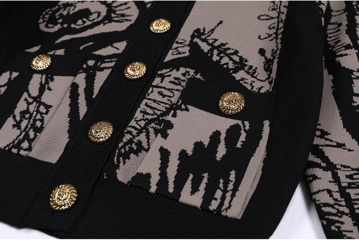 كارديجان محبوك بتصميم خط تجريدي – نوفازلي