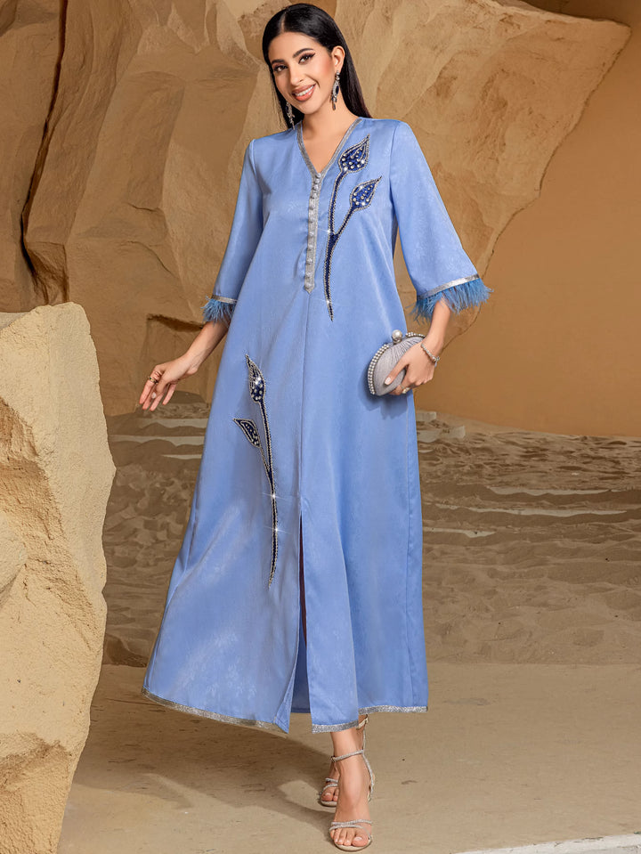 定制喇叭套装，配缎面泡泡袖 - VALENCIA 