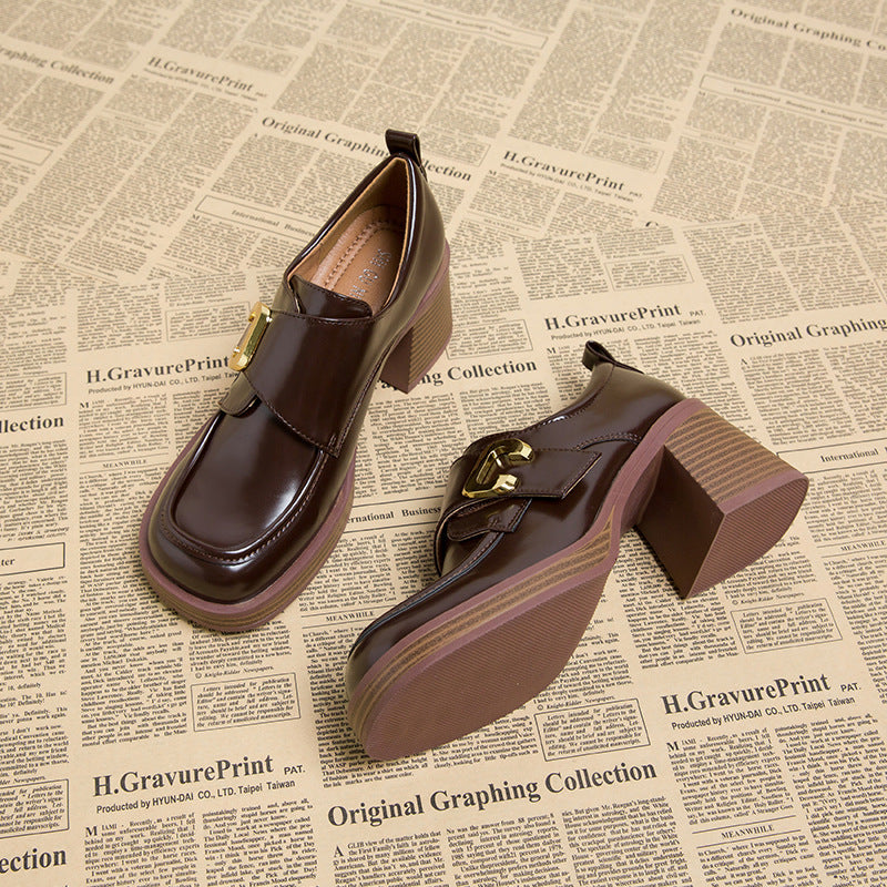 block heel loafers with gold buckle – CELINEFRU