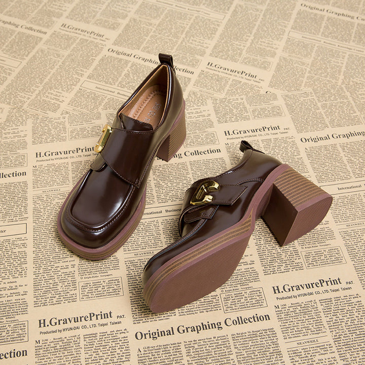 block heel loafers with gold buckle – CELINEFRU