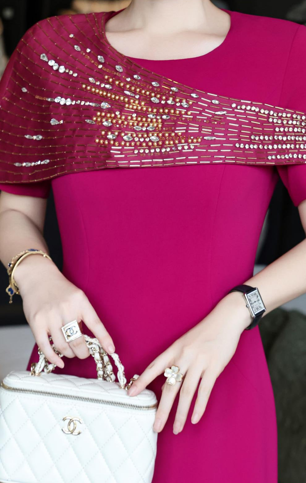 embellished draped shoulder gown – MARCELLIA