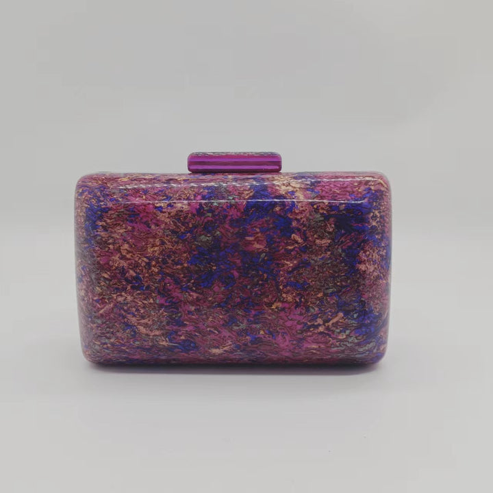 multicolor marble acrylic clutch with box silhouette – ELODIECU