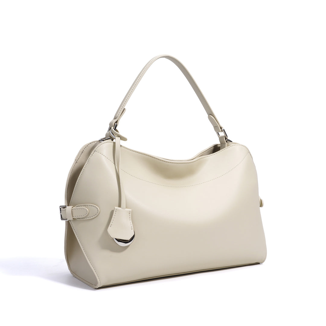 编织藤条手提包，配有双层皮革手柄 – LÉONIE 