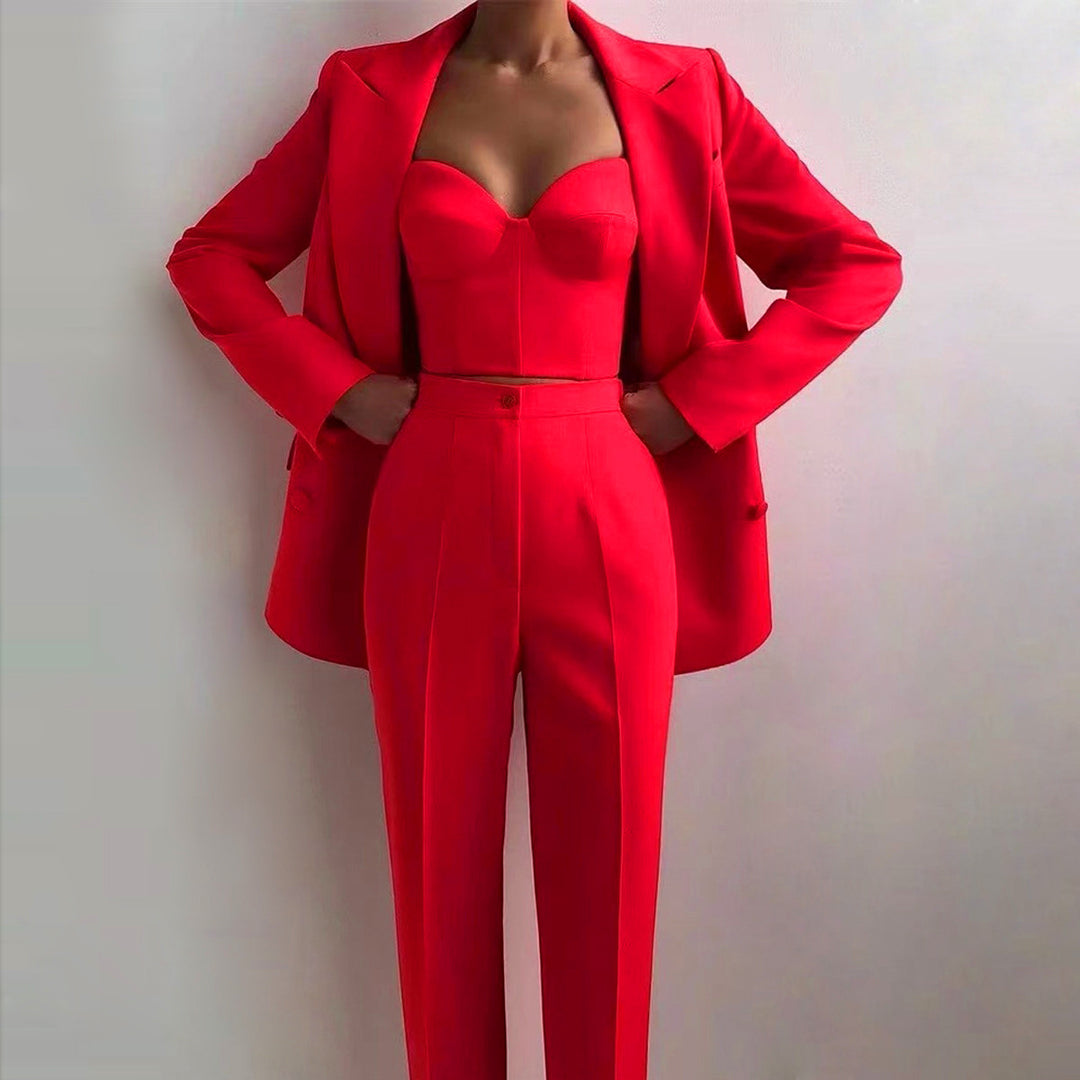 tailored three-piece suit set with corset top – VALENTINA