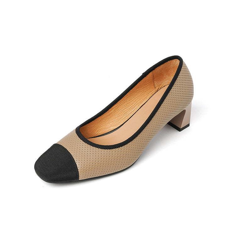 block heel pumps with contrast cap toe – CELINERI