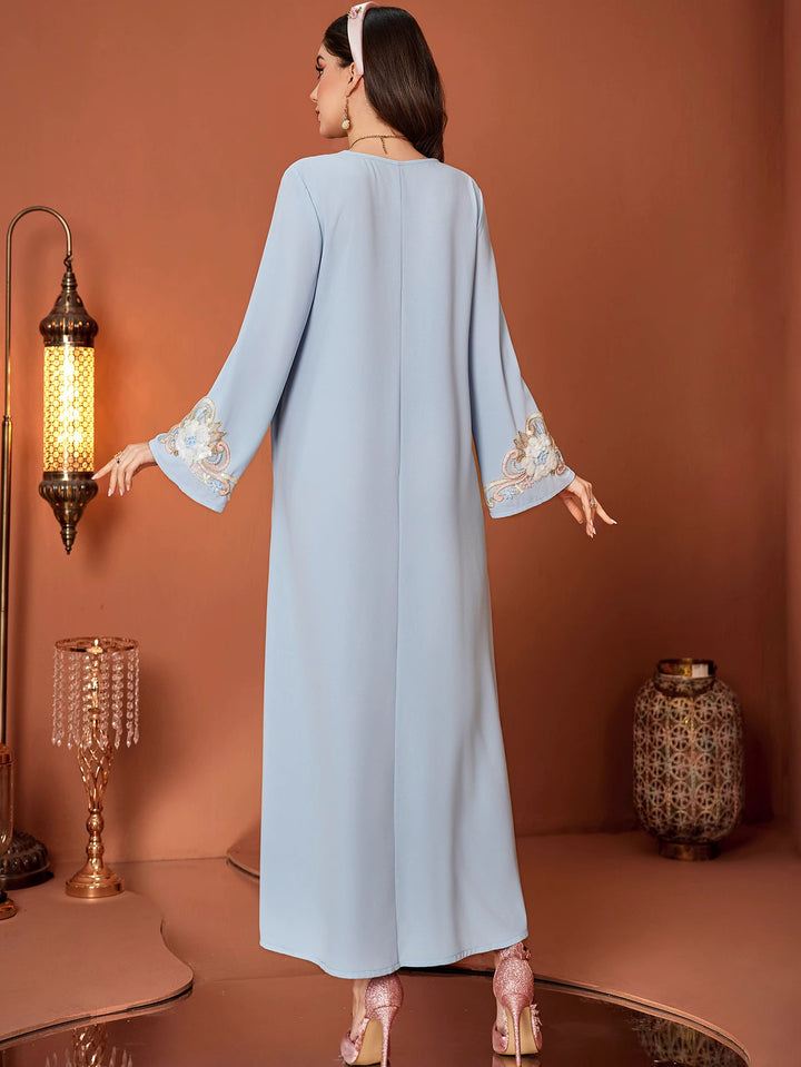 op maat gemaakte flare-pak met satijnen pofmouwen – VALENCIA 