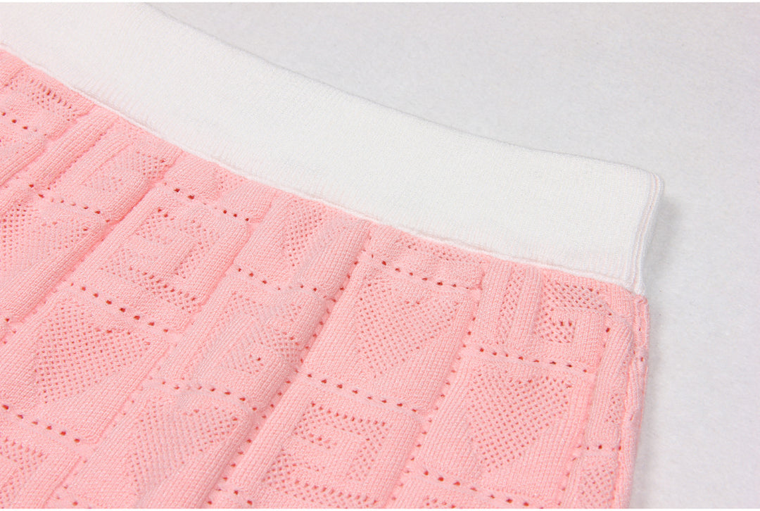 three-piece crochet knit set with contrast trim – LARISSAP