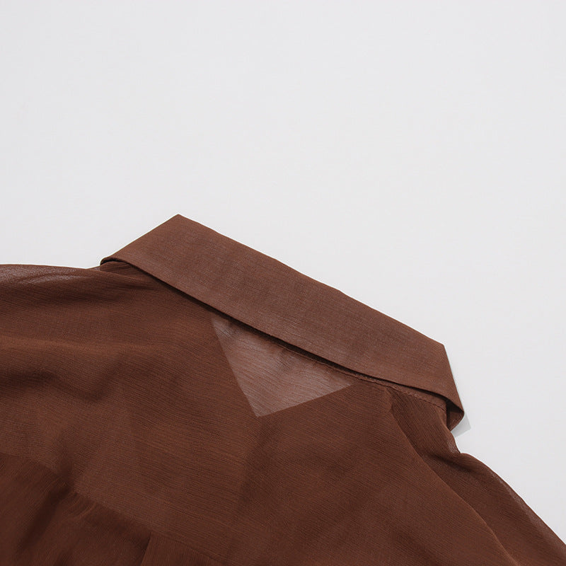 Geplooide top met uitlopende mouwen en maxi-rok set met tailleband – Rosiny 