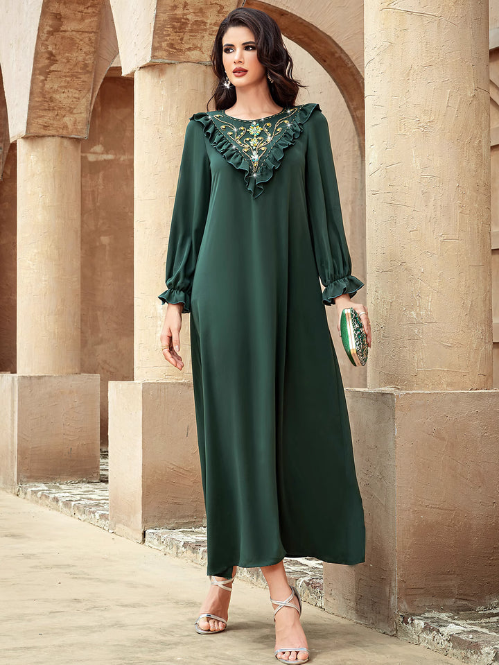 定制喇叭套装，配缎面泡泡袖 - VALENCIA 