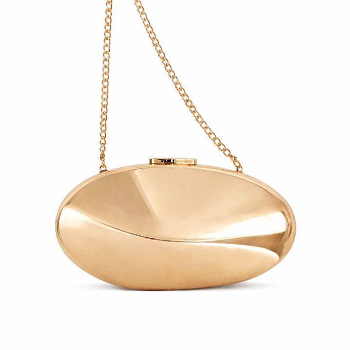 Oval metallic clutch with smooth sculpted design – CURVE