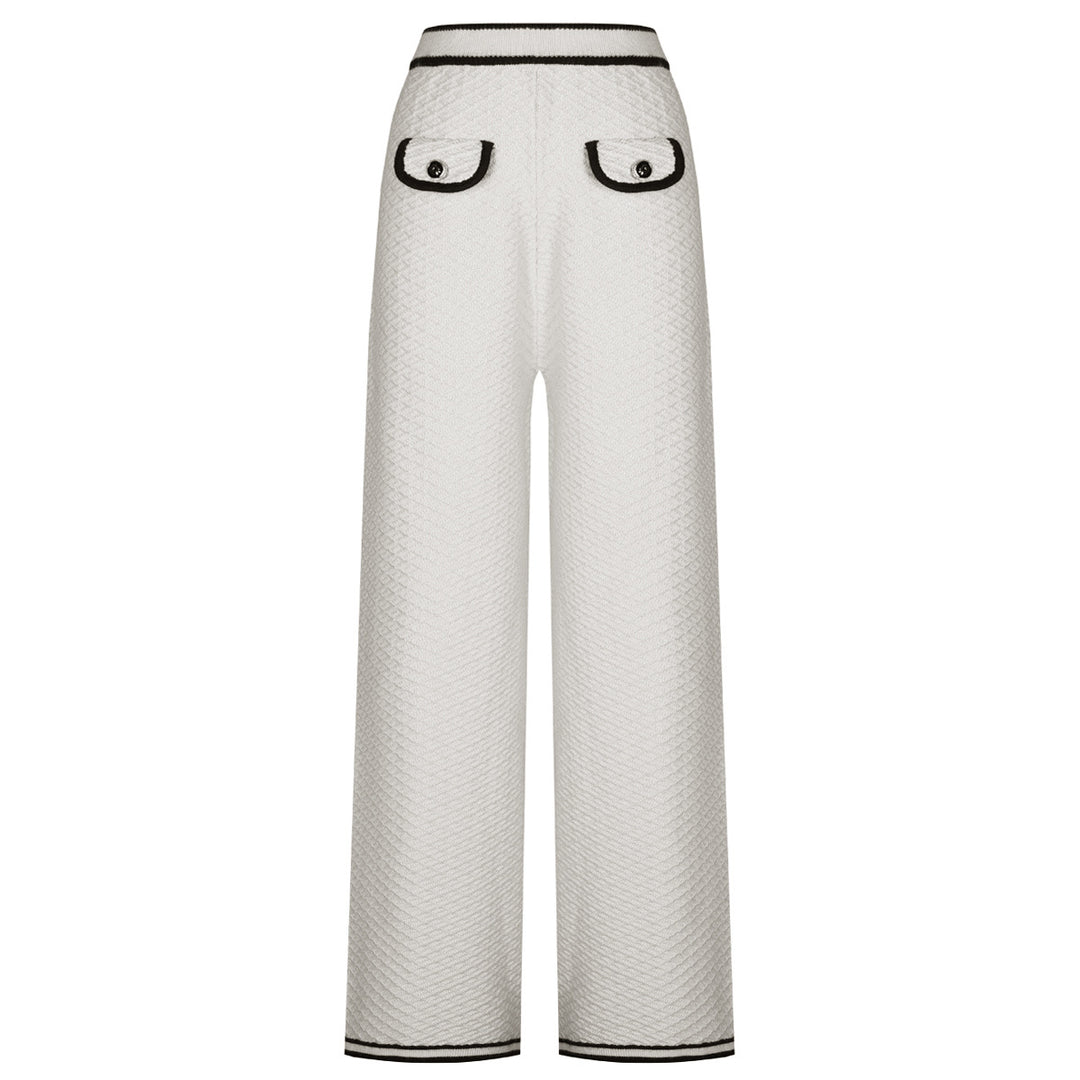 two-piece knit set with contrast trim and button details – CAMILLER