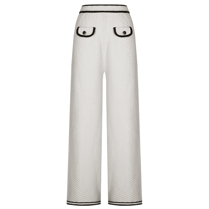 two-piece knit set with contrast trim and button details – CAMILLER