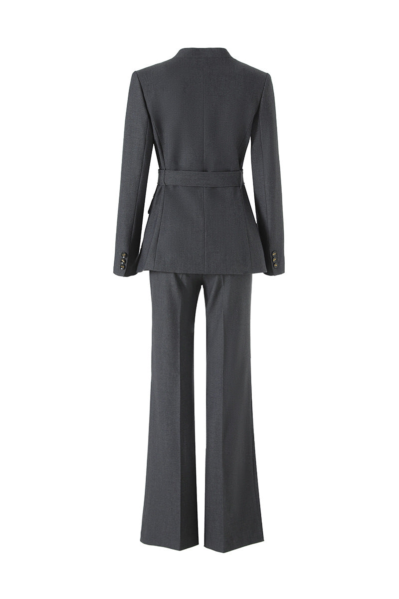Belted wrap blazer and flared trousers set – IRON