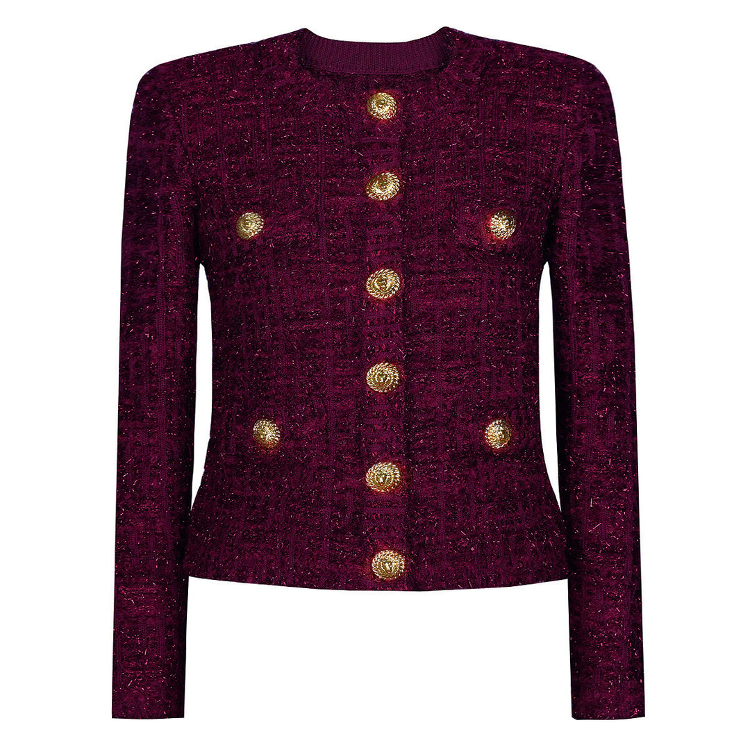 tweed jacket with gold button detailing – VERAQU