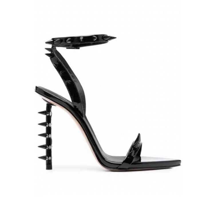 metallic stiletto sandals with spike embellishments – REINA