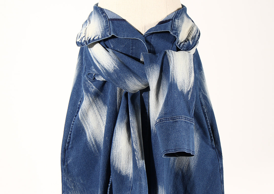 asymmetrical denim skirt with tie detail – AURANXI