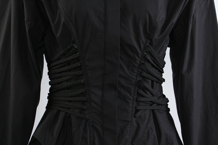 long-sleeve white shirt with ruched corset waist – ESME