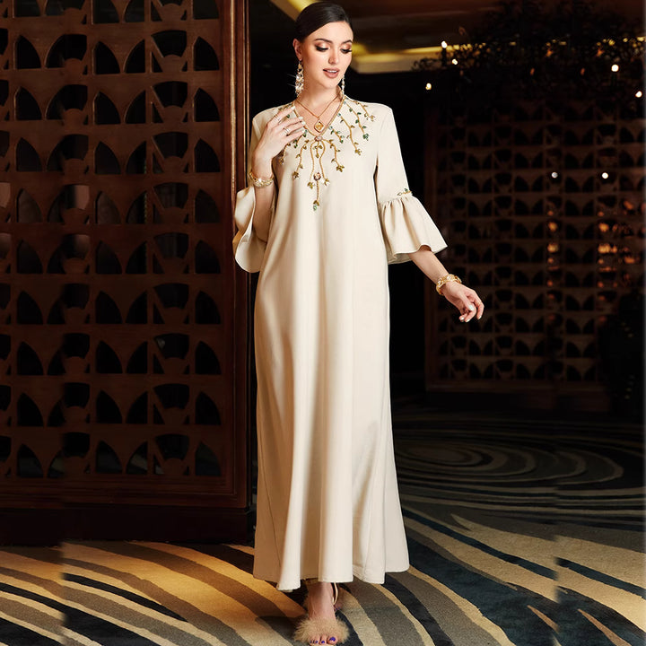 定制喇叭套装，配缎面泡泡袖 - VALENCIA 