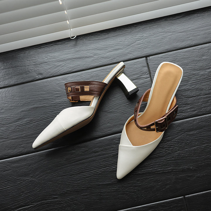 حذاء ميول مدبب بحزام بإبزيم وكعب سميك – نوفاكتو