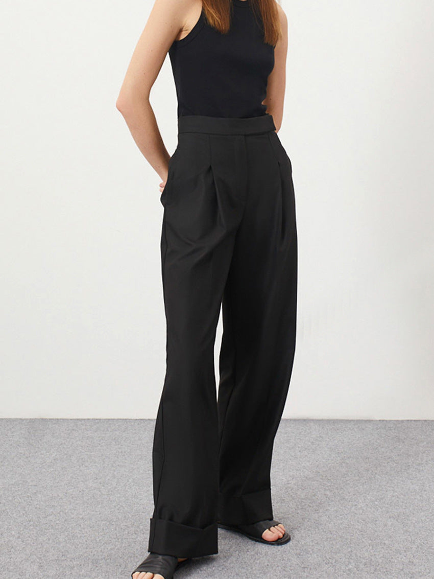 wide-leg tailored pants with high waistband – LUXE